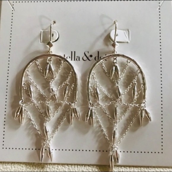 Stella & Dot | Shimmering Silver Helai Delicate Woven Web Chandelier Ear… - Picture 8 of 8